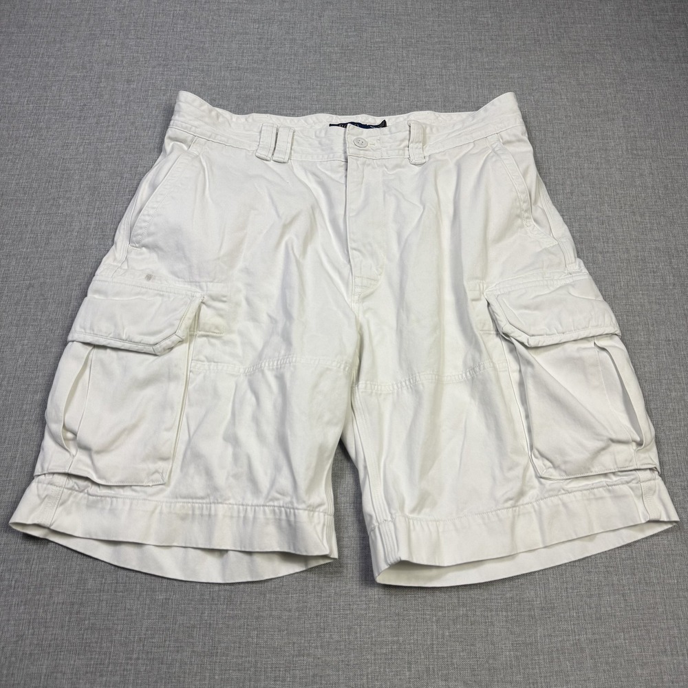 Polo Ralph Lauren Military Cargo Shorts Mens 36 White 11" Inseam Cotton Utility